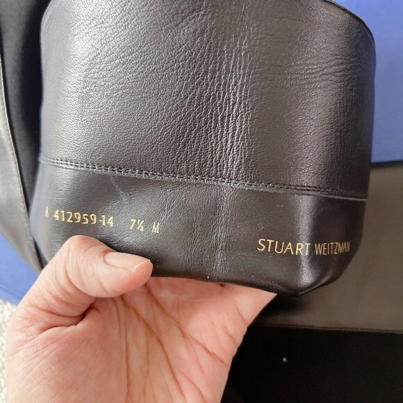 Stuart Weitzman City 5050 Block Heel Over The Knee OTK Black Leather Boots US7.5 - Picture 10 of 13